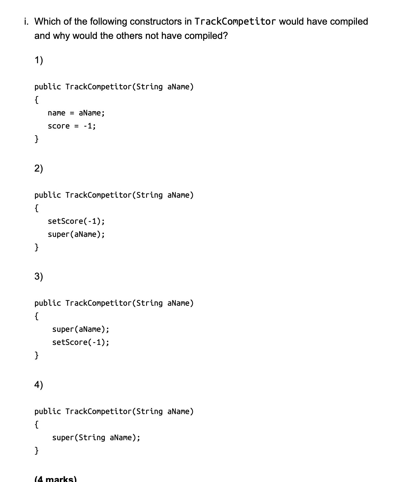 Solved i. ﻿Which of the following constructors in | Chegg.com