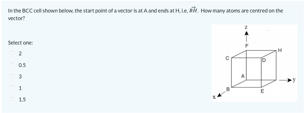 Solved In the BCC ﻿cell shown below, the start point of a | Chegg.com