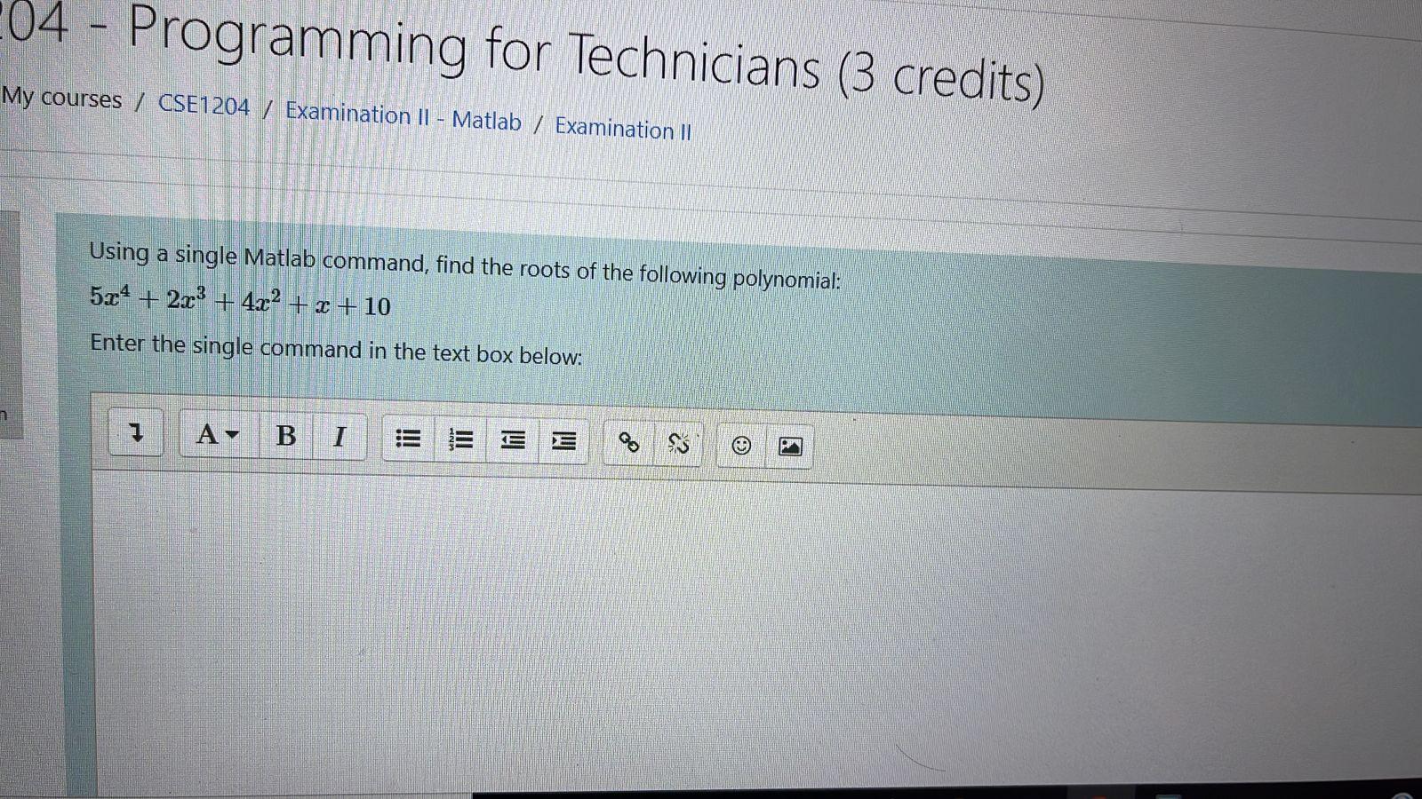 Solved 04 - Programming for Technicians (3 credits) 1 My | Chegg.com