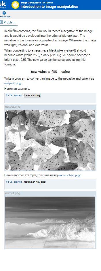 Solved ek Image Manipulation 1 in Python Introduction to | Chegg.com