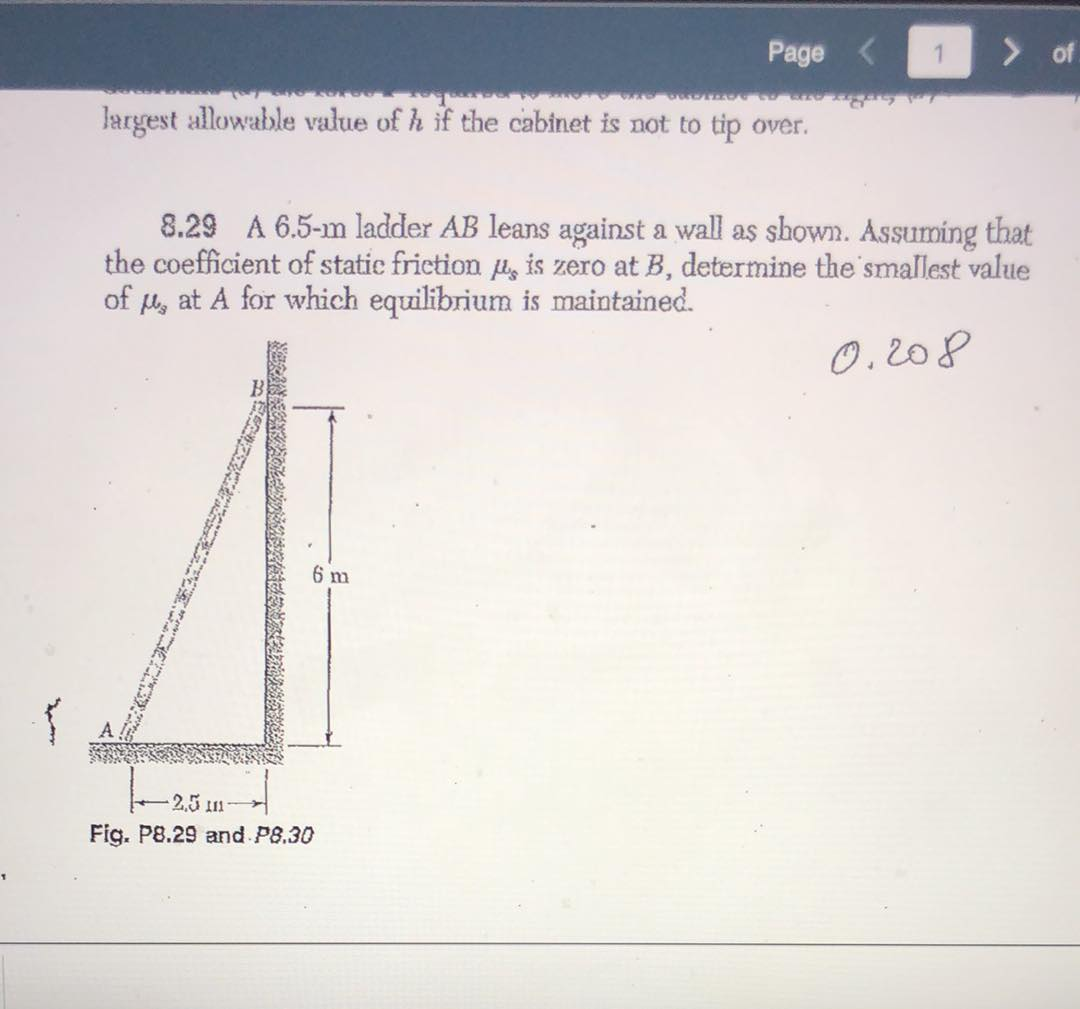 Solved A 6.5m Ladder AB Leans Against A Wall As Shown. | Chegg.com