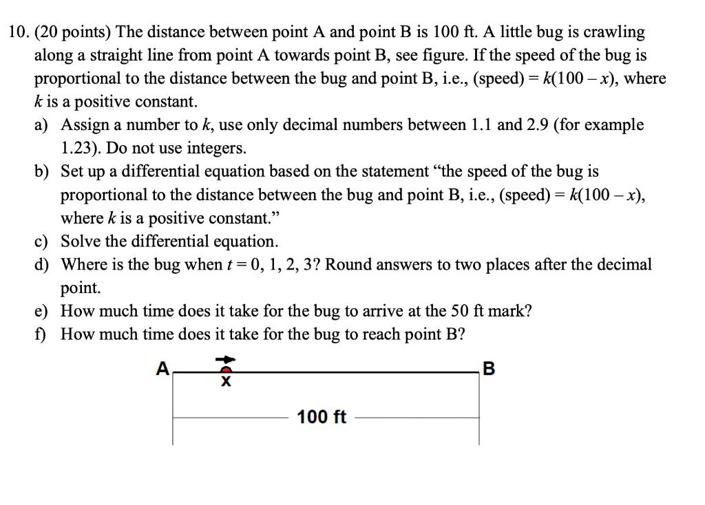Solved 10. (20 points) The distance between point A and | Chegg.com
