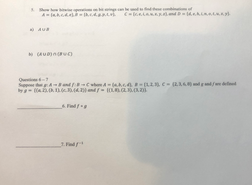 Solved 5 Show How Bitwise Operations On Bit Strings Can Chegg Com