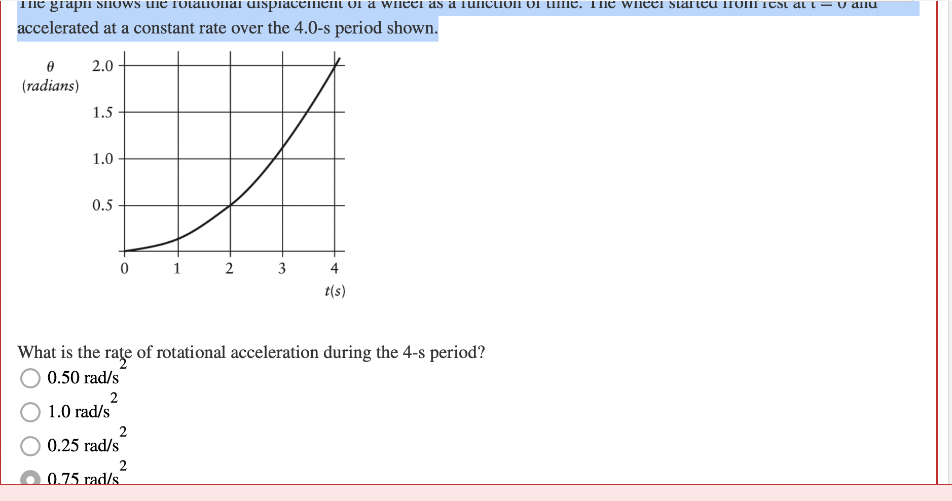 Solved The graph shows the rotational displacement of a | Chegg.com