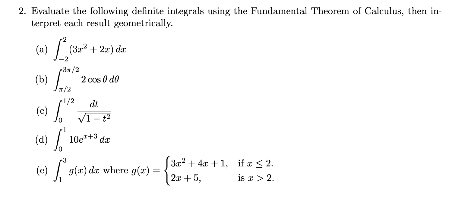 Solved 2. Evaluate The Following Definite Integrals Using | Chegg.com