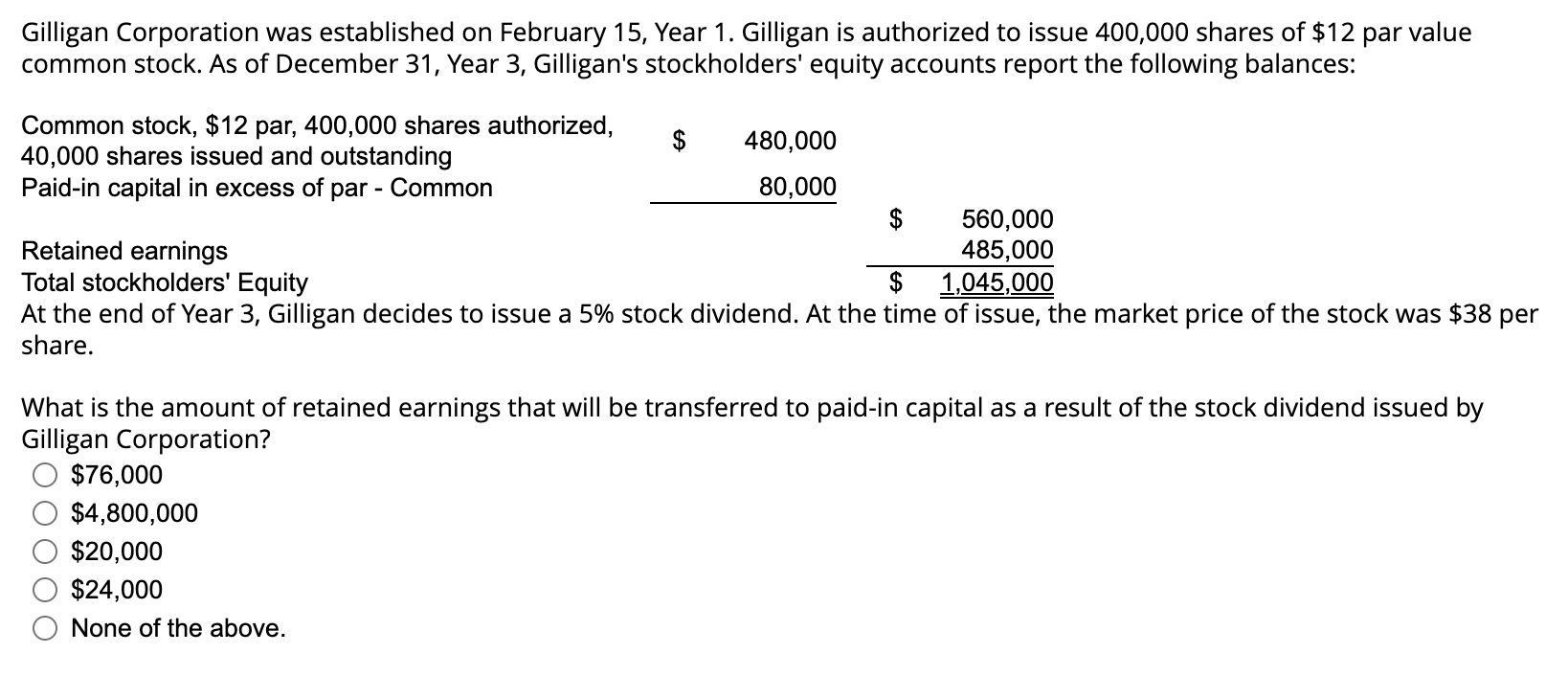 Solved Gilligan Corporation was established on February 15, | Chegg.com