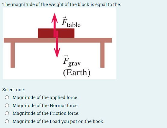 Solved The magnitude of the weight of the block is equal to | Chegg.com