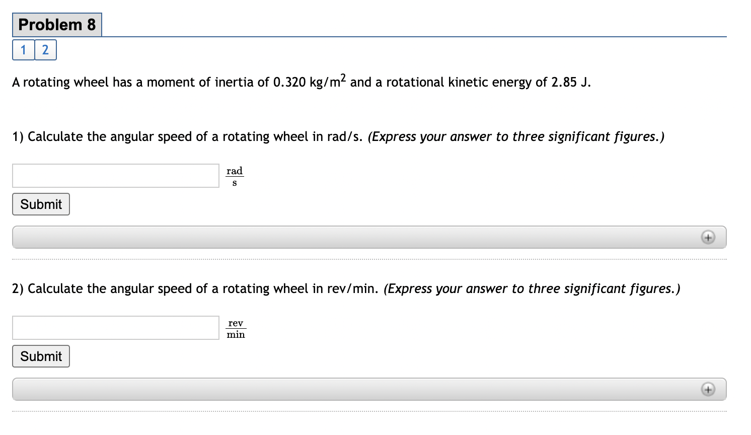 Solved Problem 8 1 2 A rotating wheel has a moment of | Chegg.com