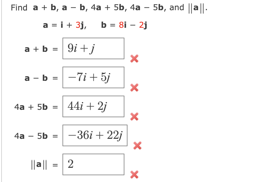 Solved Find A + B, A – B, 4a + 5b, 4a – 5b, And || A ||- A = | Chegg.com