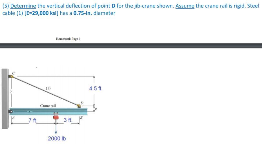 Solved (5) Determine the vertical deflection of point D for | Chegg.com