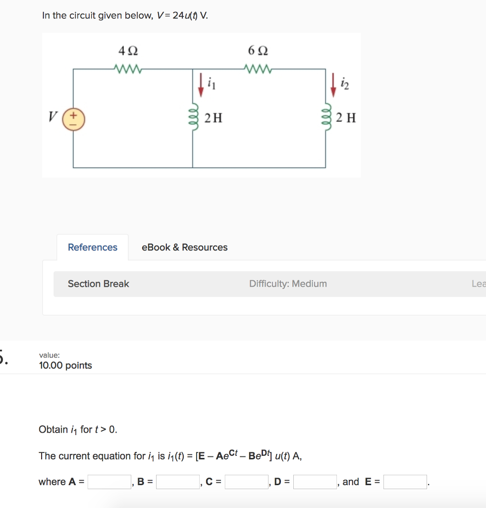Solved In the circuit given below, V-24 V. 4Ω 6Ω 12 2 H 2 H | Chegg.com