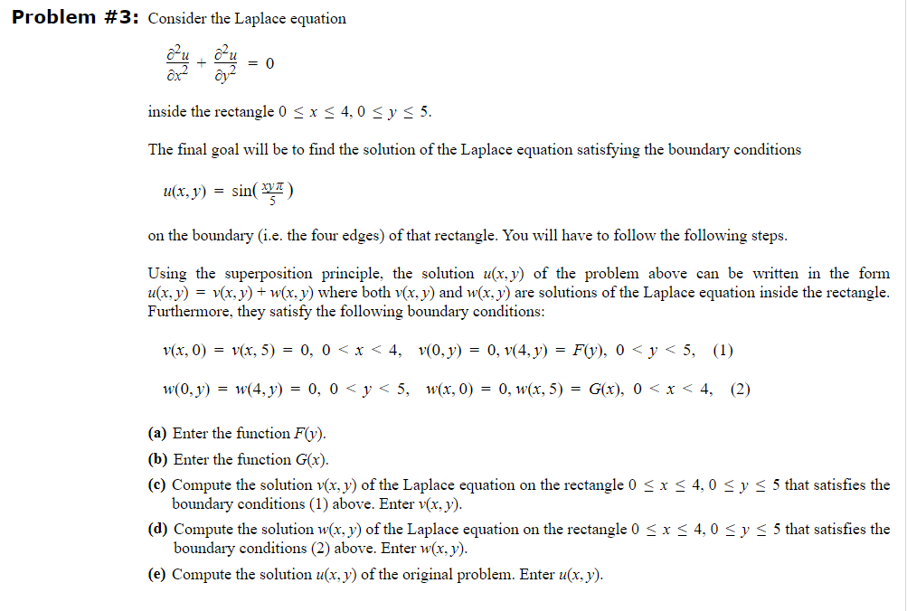 Solved Problem \# 3: Consider The Laplace Equation | Chegg.com