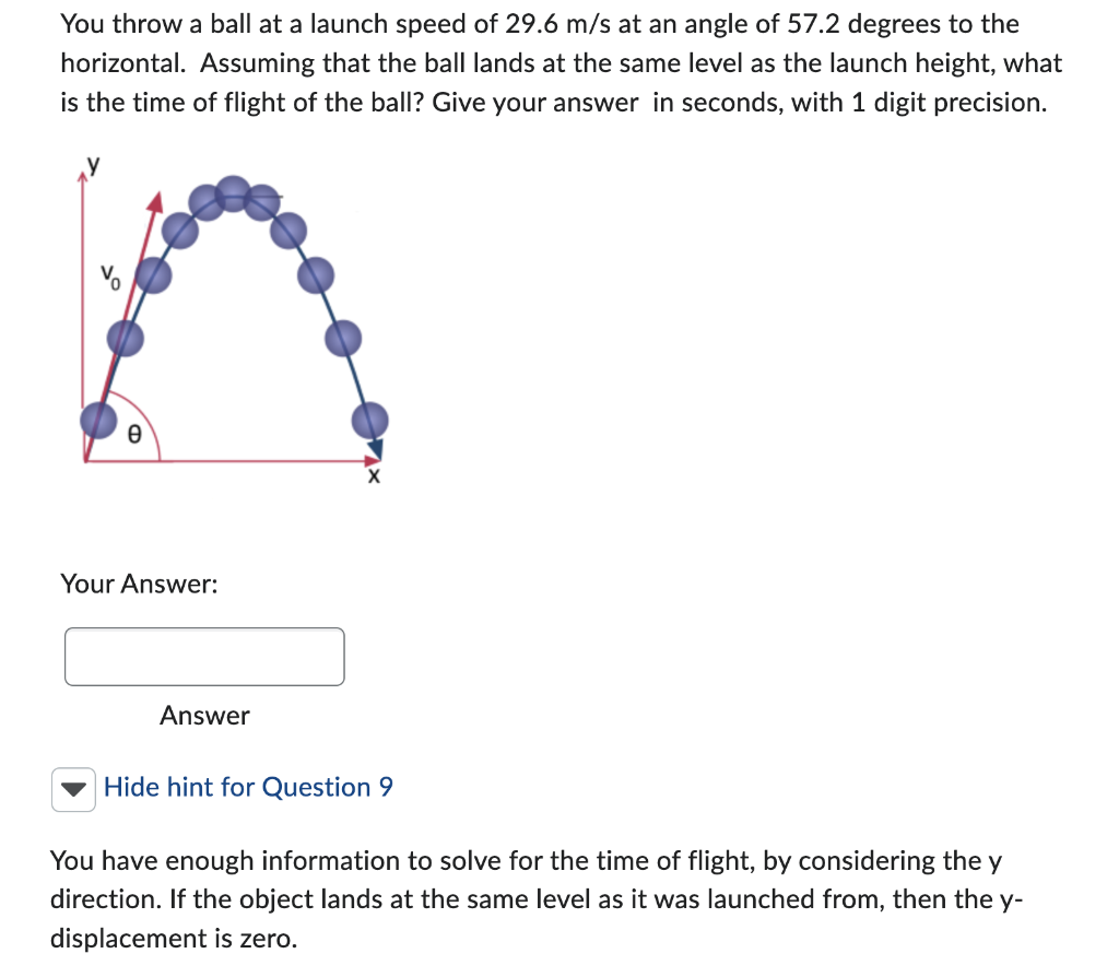 Solved You Throw A Ball At A Launch Speed Of 29.6 M/s At An | Chegg.com