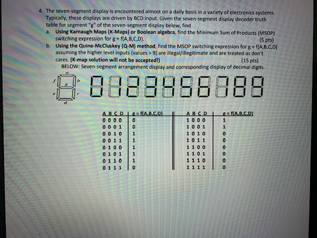 Solved 4. The seven-segment display is encountered almost on | Chegg.com