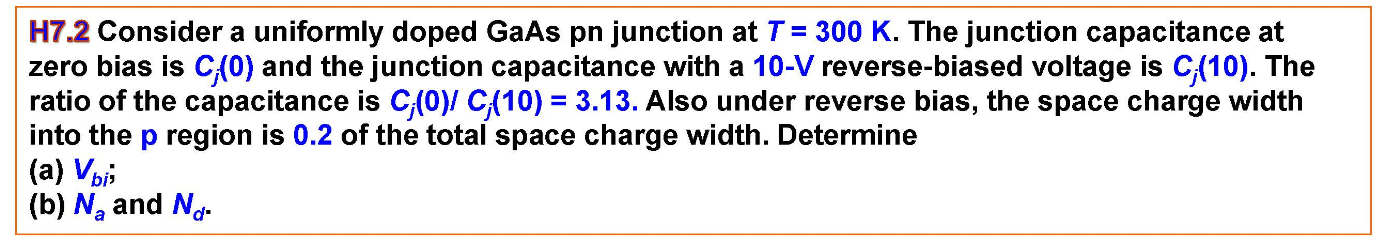 Solved H7.2 Consider a uniformly doped GaAs pn junction at | Chegg.com