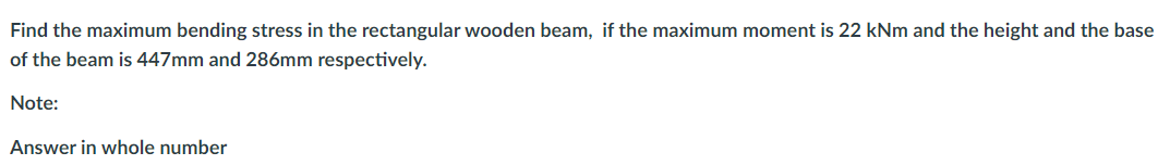Solved Find the maximum bending stress in the rectangular | Chegg.com