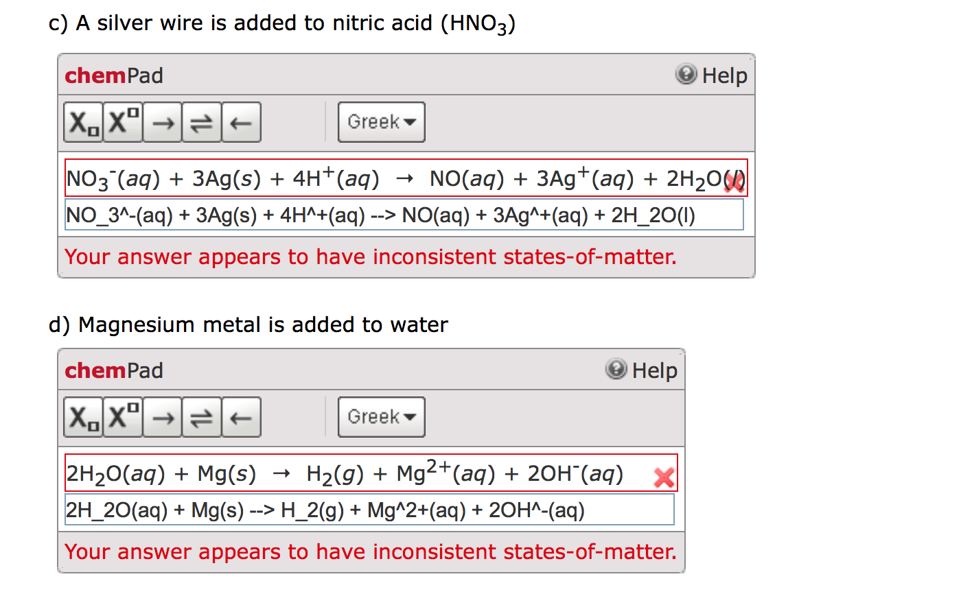 Solved C A Silver Wire Is Added To Nitric Acid Hno3 5877