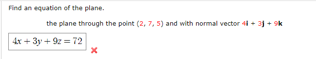 Solved Find an equation of the plane. the plane through the | Chegg.com