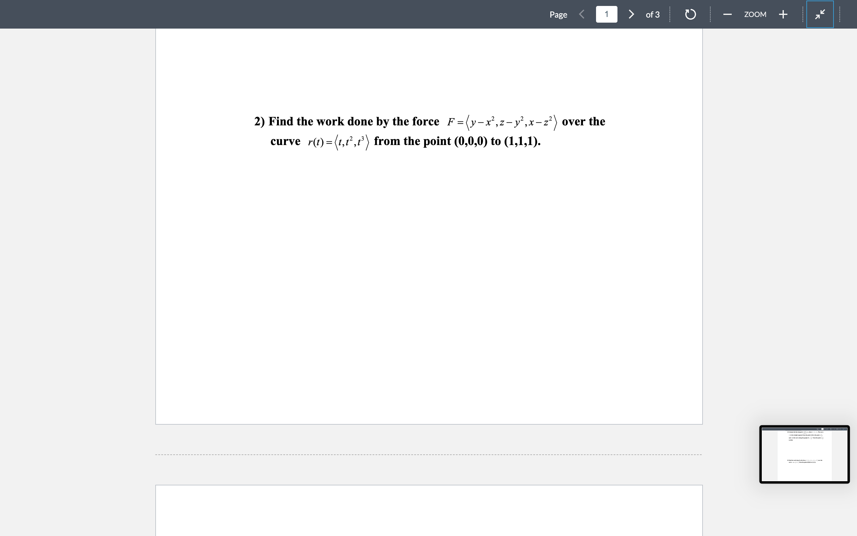 Solved 2) Find the work done by the force F= y−x2,z−y2,x−z2 | Chegg.com