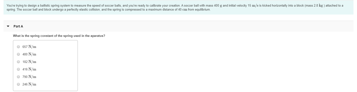 Solved You're trying to design a ballistic spring system to | Chegg.com