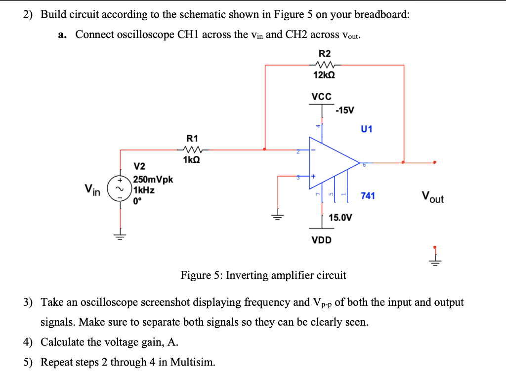 Solved 2) Build circuit according to the schematic shown in | Chegg.com