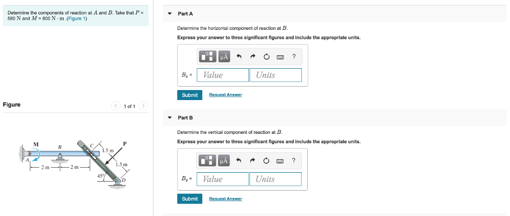 Solved Determine The Components Of Reaction At A And B. Take | Chegg.com