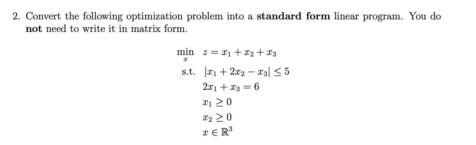 Linear programming standard form converter best sale