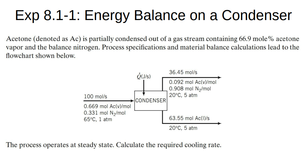 Solved Exp 8.11 Energy Balance on a Condenser Acetone