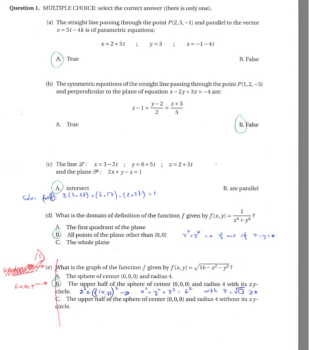 Solved Question 1. MULTIPLE CHOICE: Select The Correct | Chegg.com