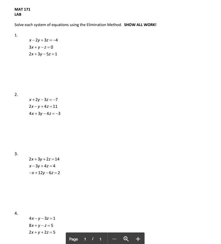 Solved Solve each system of equations using the Elimination | Chegg.com