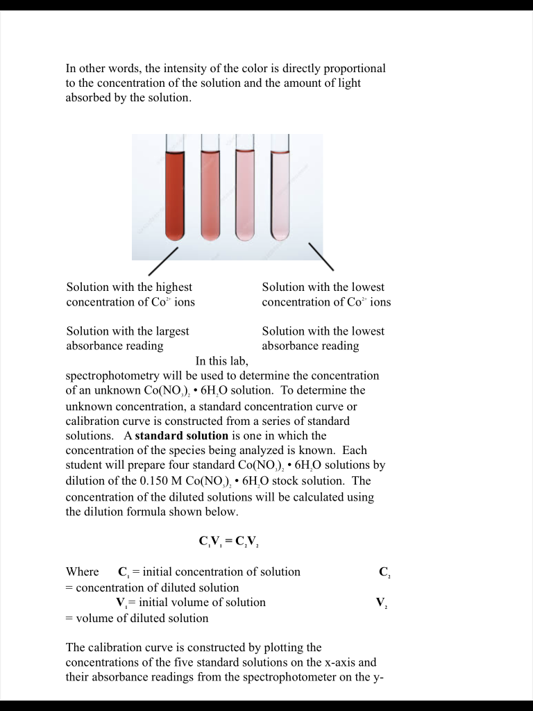 Solved Experiment SPECTROSCOPY DETERMNATION CONCENTRATION