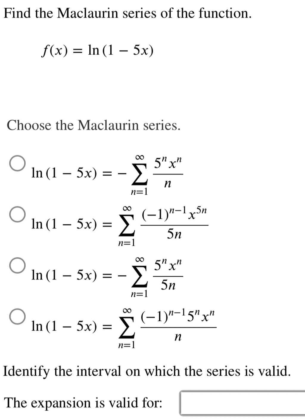 Solved Find The Maclaurin Series Of The Function Fx Ln 6219