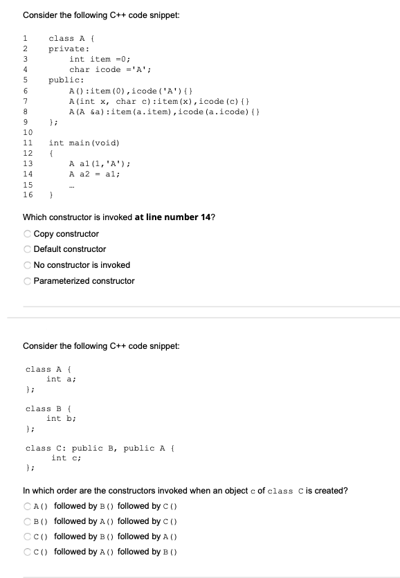 Solved Consider The Following C++ Code Snippet: 1 2 3 4 5 6 | Chegg.com