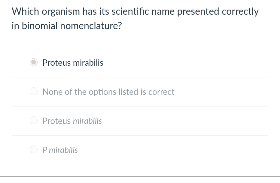 Solved Which Organism Has Its Scientific Name Presented | Chegg.com