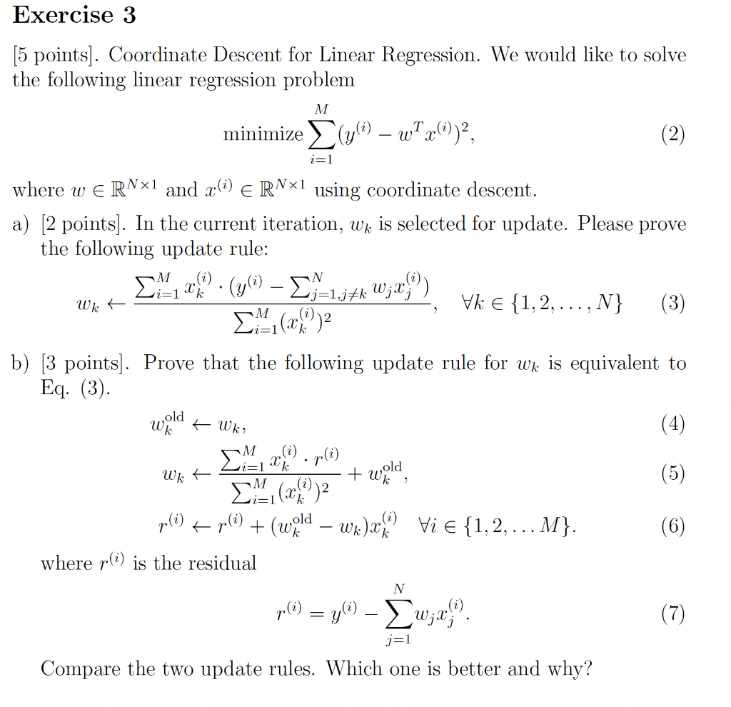 Exercise 3 5 Points Coordinate Descent For Linear Chegg