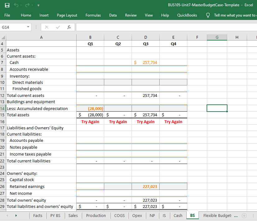 BUS105: Master Budgeting Case Instructions: Read the | Chegg.com