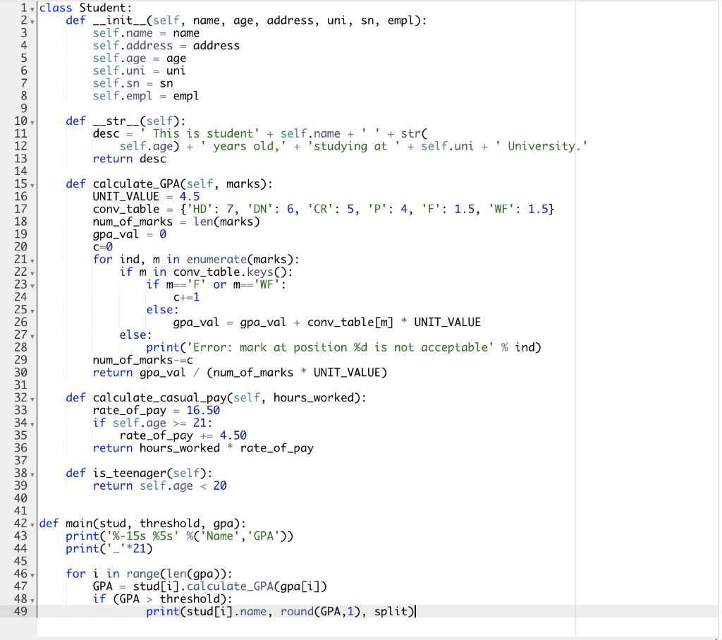 Solved Python. Need to space the output student name, and | Chegg.com
