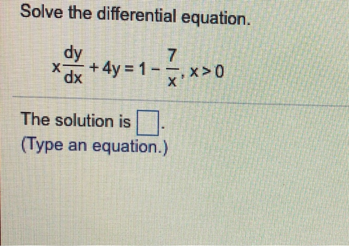 Solved Solve the differential equation. dy dx The solution | Chegg.com