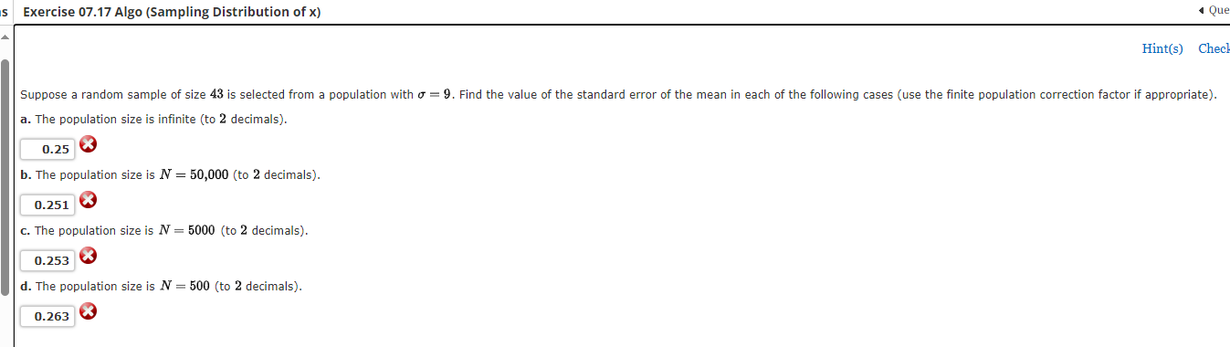 Solved a. The population size is infinite (to 2 decimals). | Chegg.com