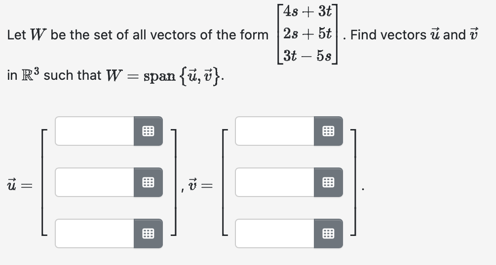 Solved Let W be the set of all vectors of the form | Chegg.com