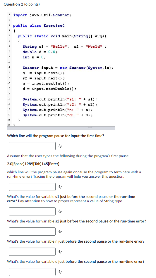 Solved Question 3 (6 Points) Saved For The Program Above | Chegg.com