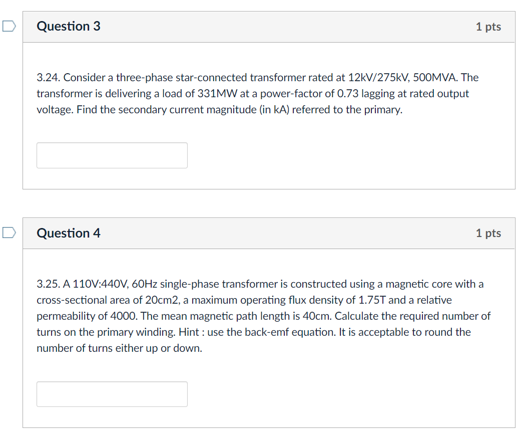 Solved Question 3 1 pts 3.24. Consider a three-phase | Chegg.com
