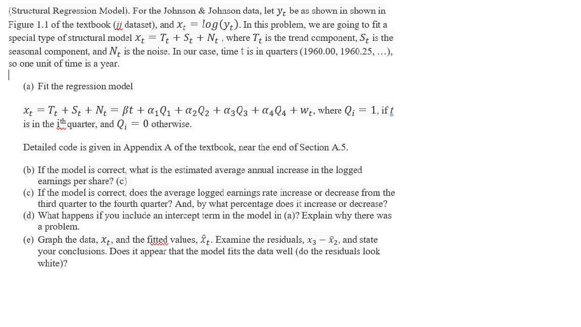 Solved (Structural Regression Model). For the Johnson & | Chegg.com