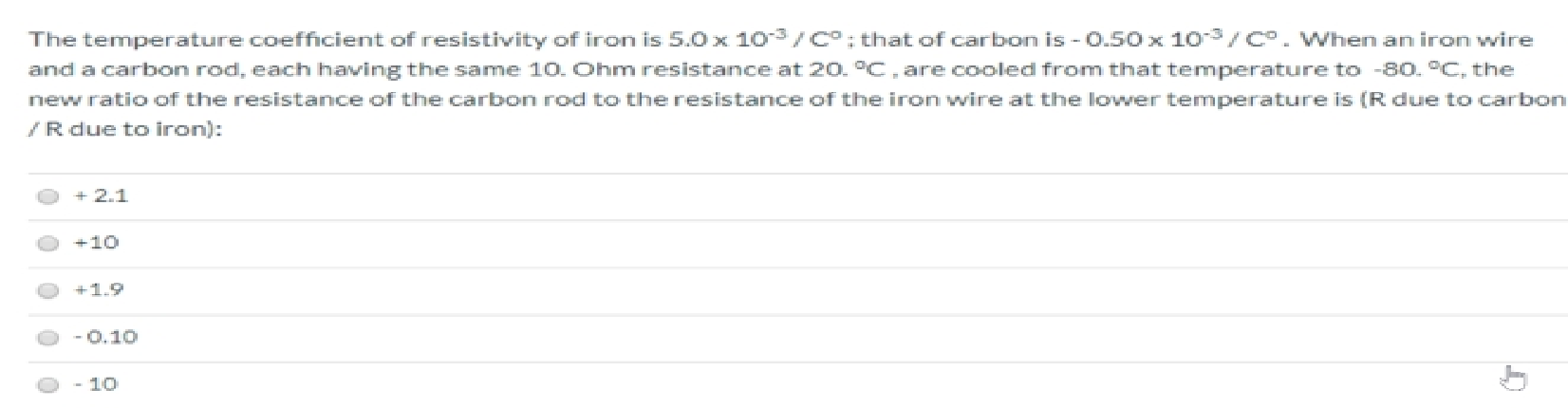 Solved The temperature coefficient of resistivity of iron is | Chegg.com