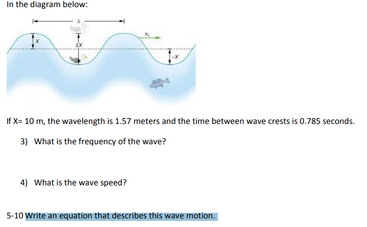 Solved In the diagram below: If X= 10 m, the wavelength is | Chegg.com