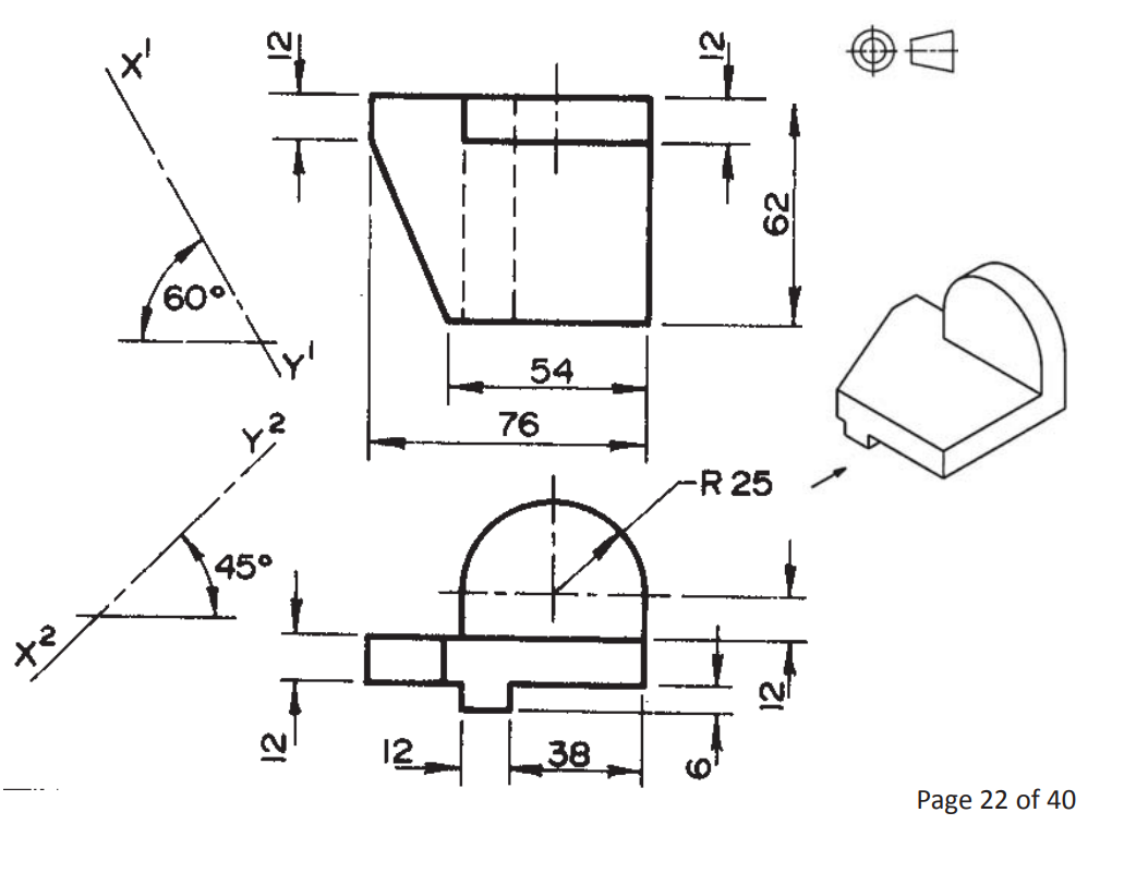 Solved Views are given of a machined detail. Draw them in | Chegg.com ...