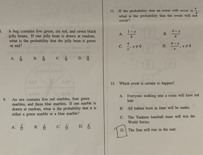 Solved 12. If the probability that an event will occur is | Chegg.com