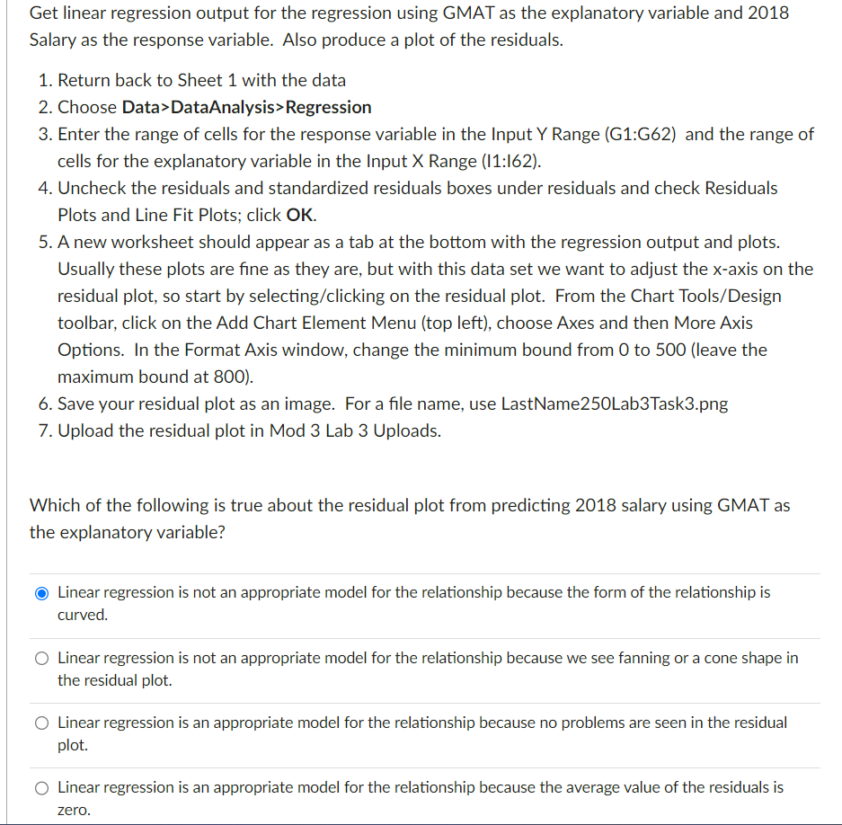 Solved In this problem you'll get linear regression output | Chegg.com