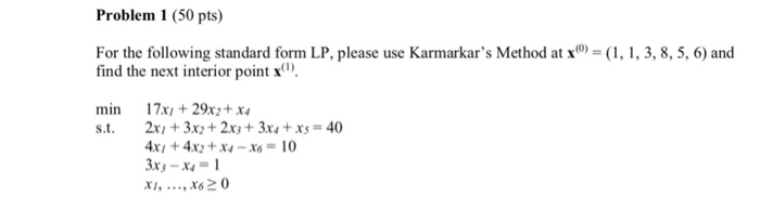 Problem 1 (50 pts) For the following standard form | Chegg.com