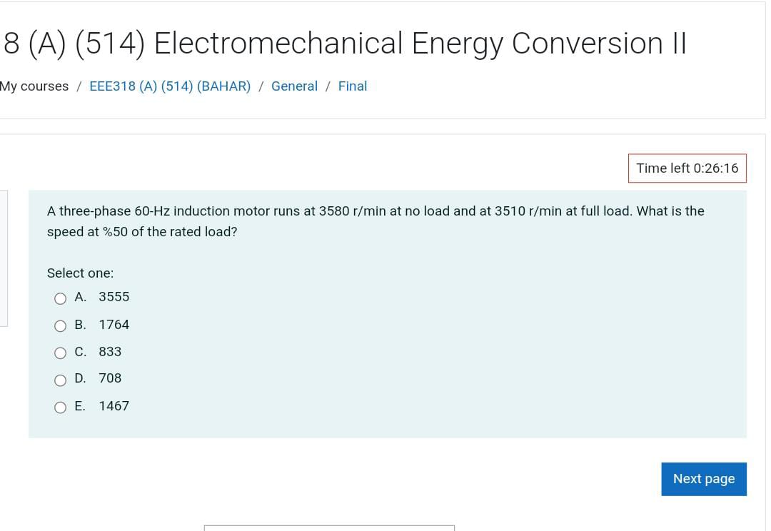 Solved (A) (514) Electromechanical Energy Conversion II | Chegg.com